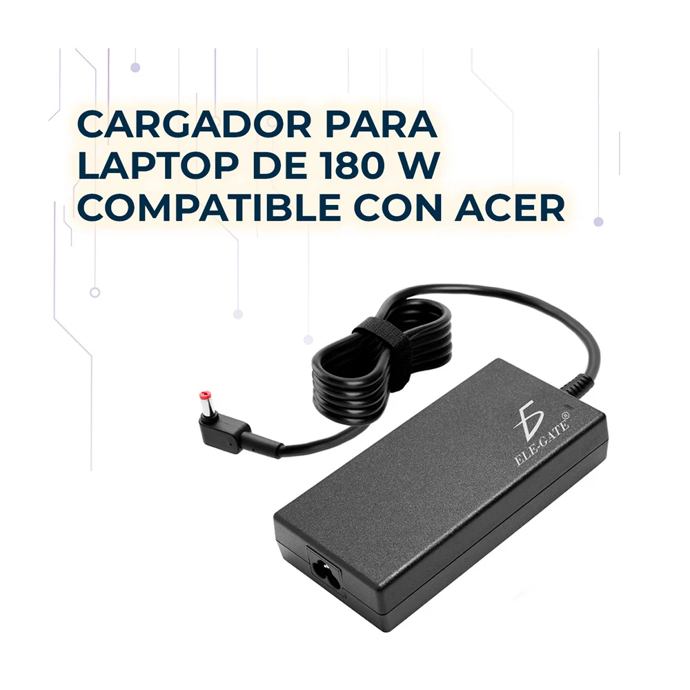 Cargador para laptop con punta de 5.5x1.7mm, compatible con acer / 180w 19.5v 9.23a