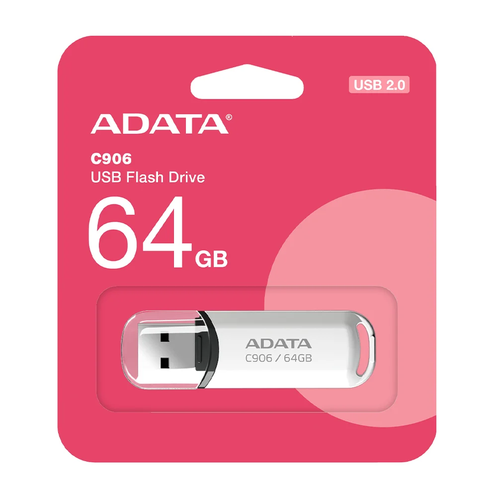 Memoria usb 2.0 flash drive adata con capacidad de 64gb en color blanco / c906
