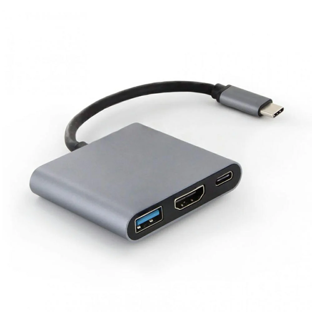 Adaptador convertidor usb-c con entrada usb 3.0, hdmi 4k y puerto tipo c / type-c to hdmi 3 in 1 adapter