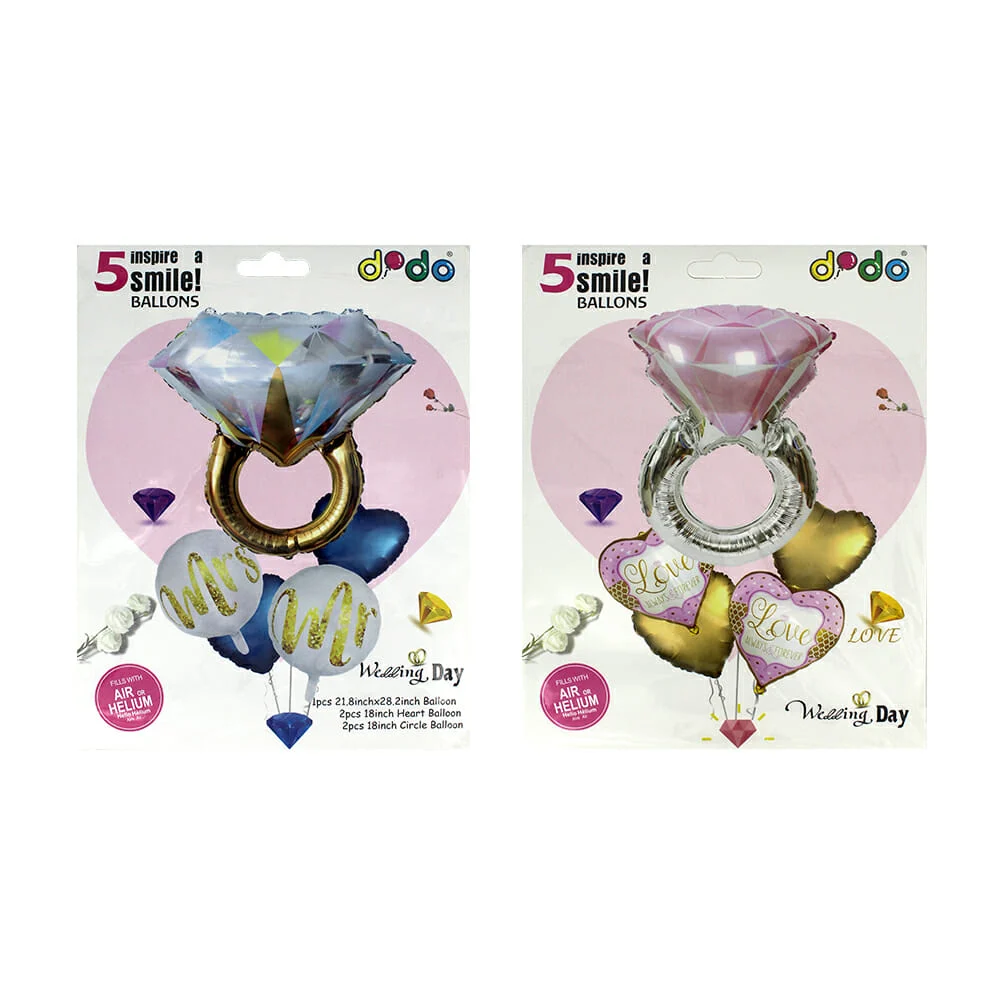 Set con 5pz de globos con diseño de anillo / variedad de colores / af0106