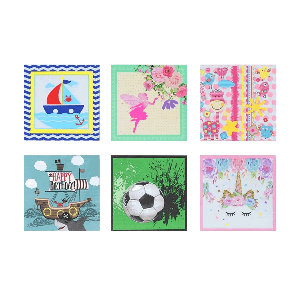 Paquete con 20 servilletas de papel decoradas, variedad de diseños / af0163