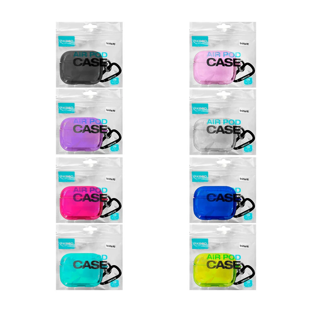 1pza Funda protectora rígida, de plástico translúcido, para audífonos airpods 1/2, pro y pro 2, con mosquetón, variedad de modelos / kbod / enjoy life / funda airpods