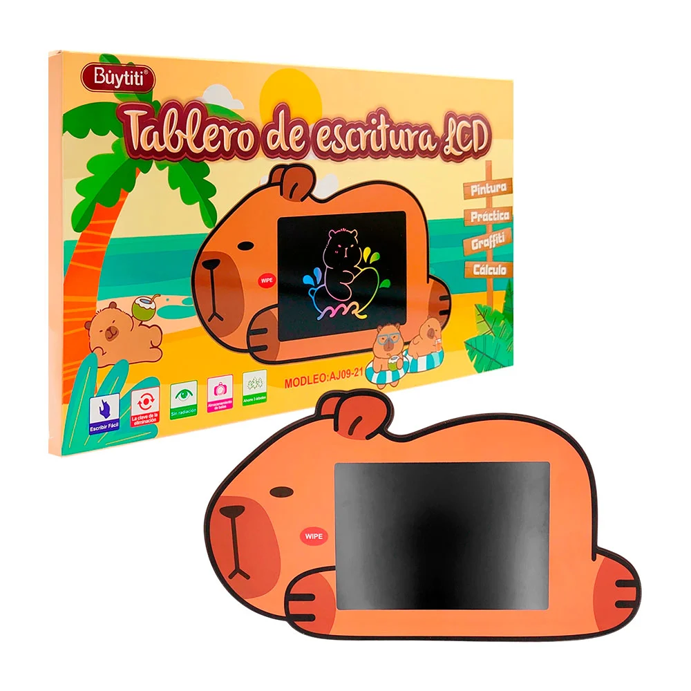 Pizarrón mágico buytiti con pantalla lcd y forma de capibara + pluma / tablero de escritura lcd / aj09-21