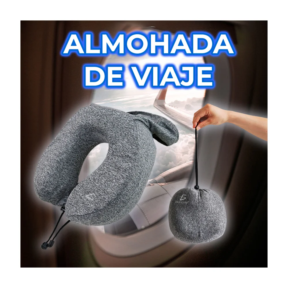 Almohada de viaje ele-gate viscoelástica / soporte para el cuello en forma de u diseño liso con listos ajustador, variedad de colores / almo.01.4