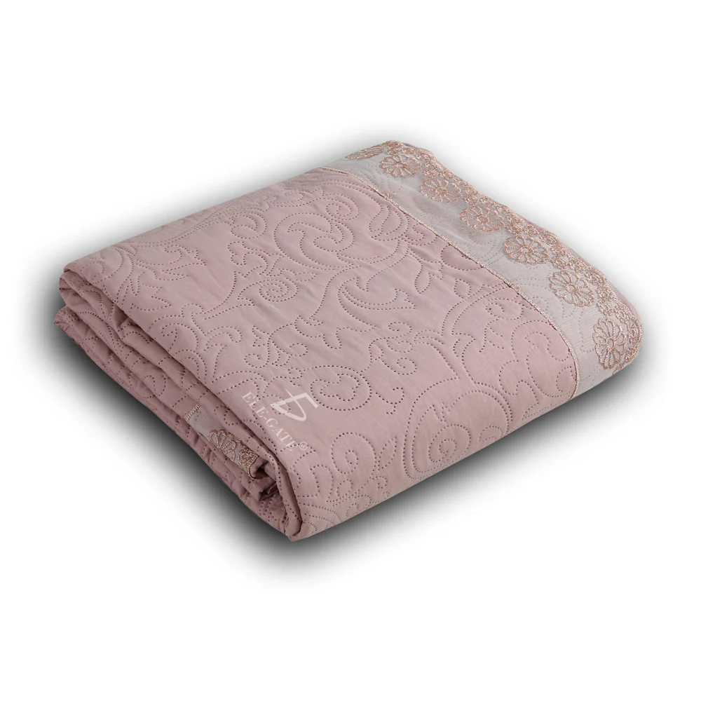 Cobija cubrecamas queen size de textura afelpada con diseños y encaje de flores + fundas para almohadas, variedad de colores / 220x220cm