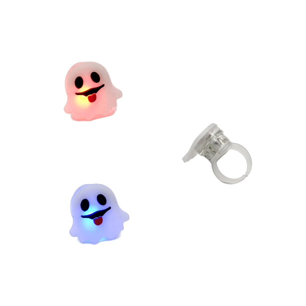 1pza Anillo con temática de Halloween ajustable con luz led, variedad de diseños / yong-099-1
