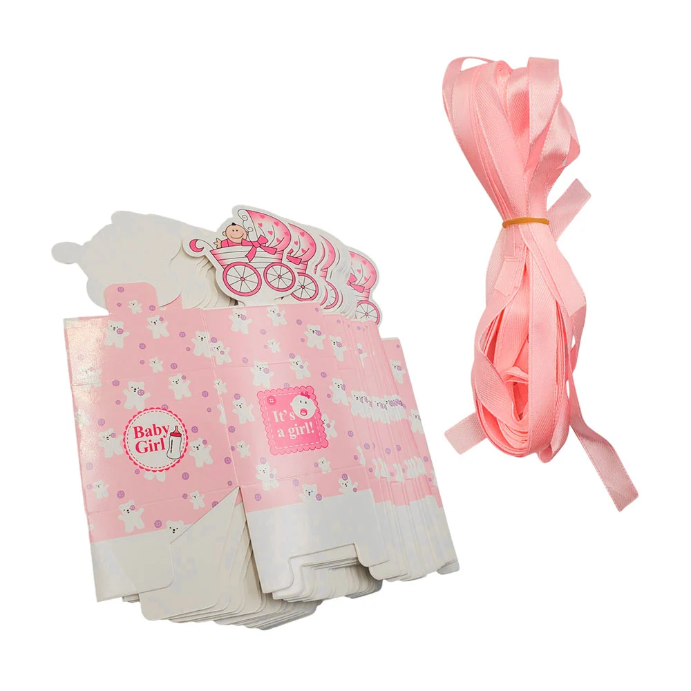 Paquete con 25 cajitas de dulces con temática de baby shower, 6x5cm / its a girl / ar260