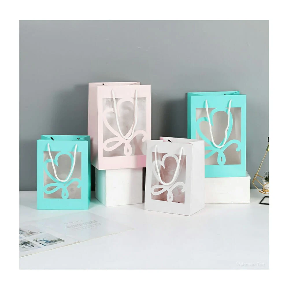 1pza Bolsa mediana de cartón con diseño estampado de corazón, variedad de colores / ar269