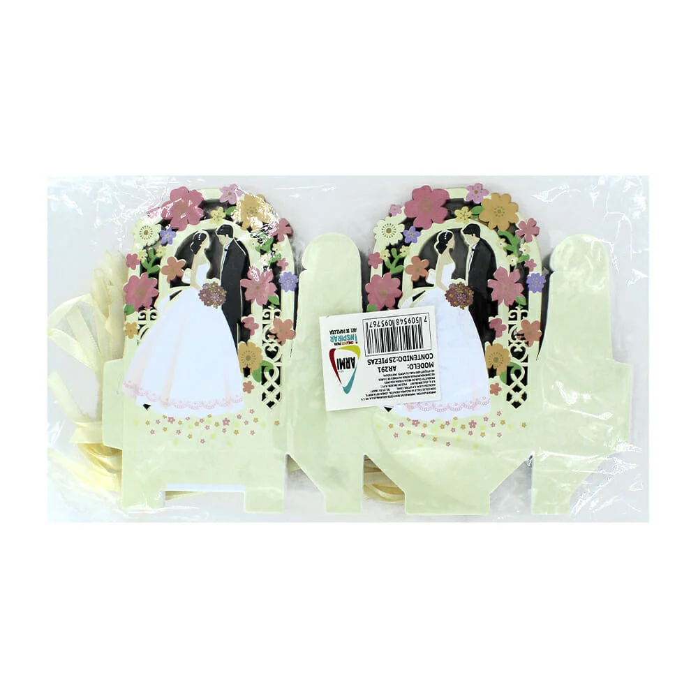 Paquete con 25pz de cajas para regalos con tematica de boda, variedad de colores / ar291