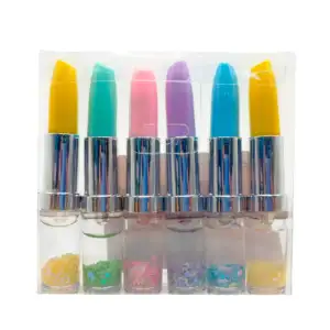 Paquete con 6 marcatextos con forma de labiales y figuras encapsulada…