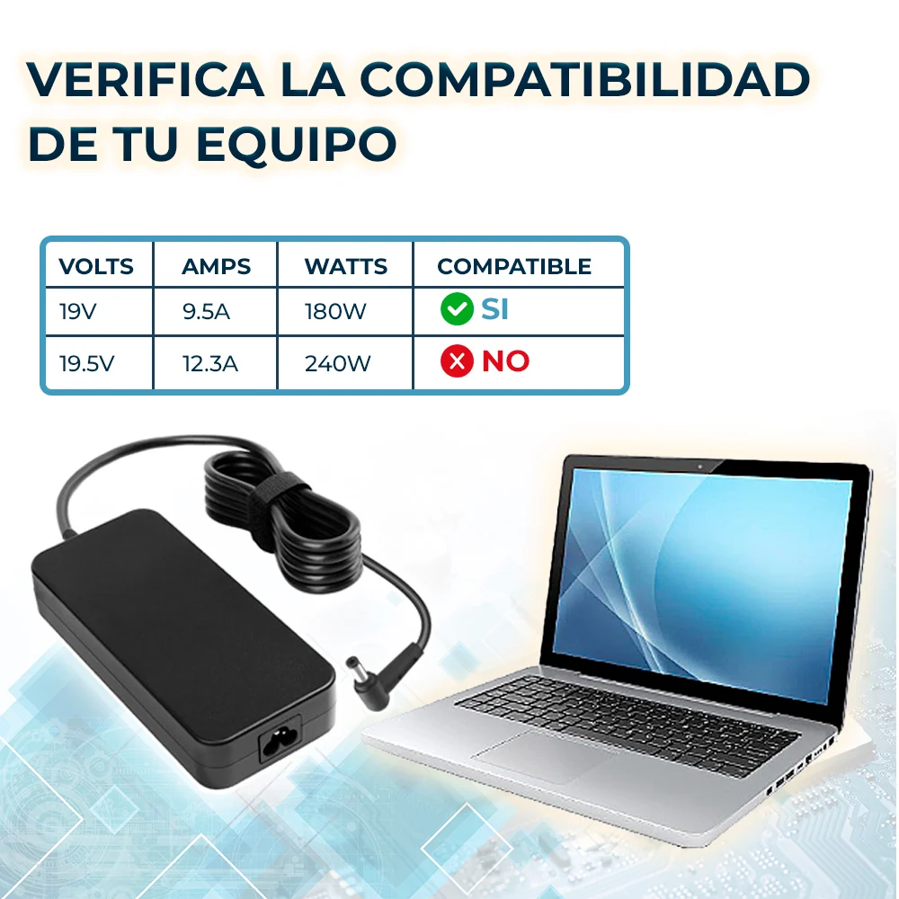 Cargador para laptop con punta de 6.0x3.7mm, compatible con asus / 180w 19.5v 9.23a