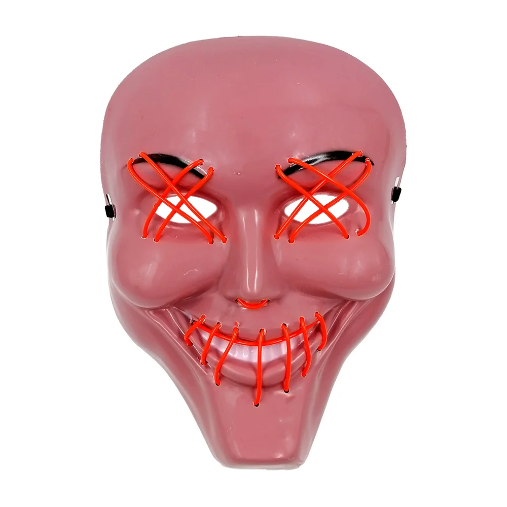 Máscara para halloween con diseño de la purga sonriente 2, con tira de luz led neón, variedad de colores / gui-2428