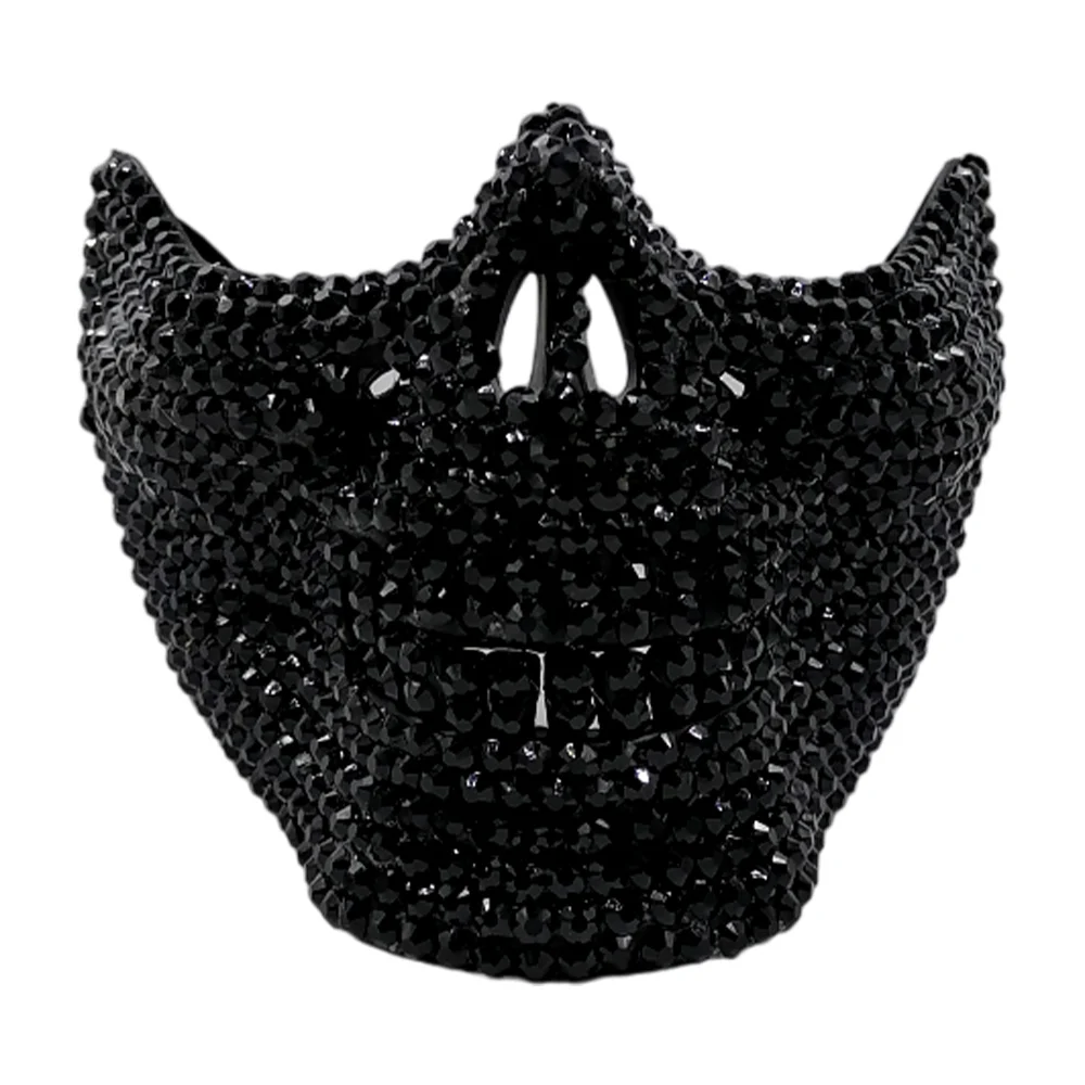 Máscara para halloween con diseño mandíbula de calavera con diamantes, variedad de colores / atf-w-157