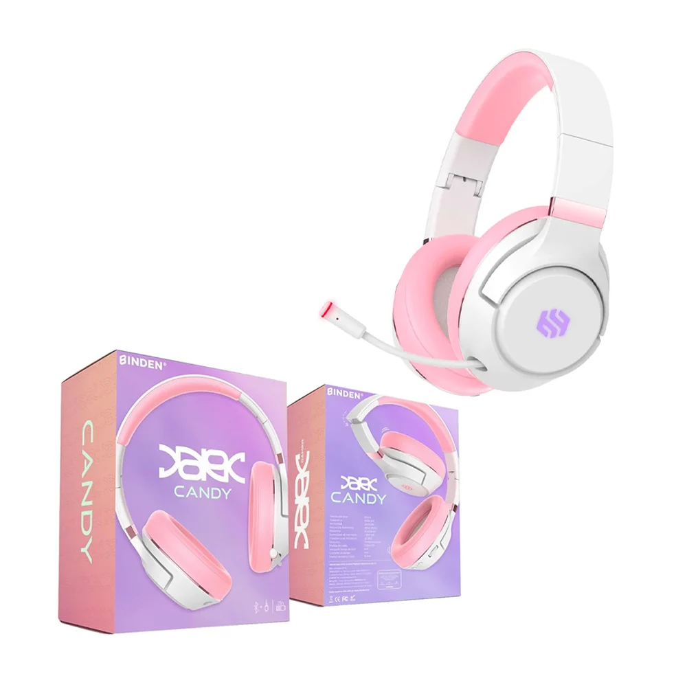 Diadema inalámbrica bluetooth binden gamer con micrófono, 40mm, 5v / candy / aud-bg01f-02