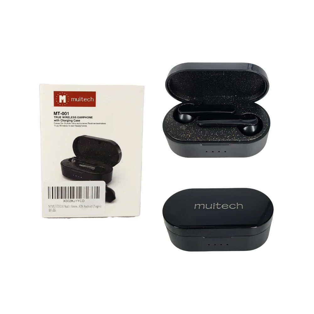 Audífonos inalámbricos con estuche muitech resistente al agua 3h de funcionamiento con un rango de 15m, variedad de colores / mt-001 / mt-002