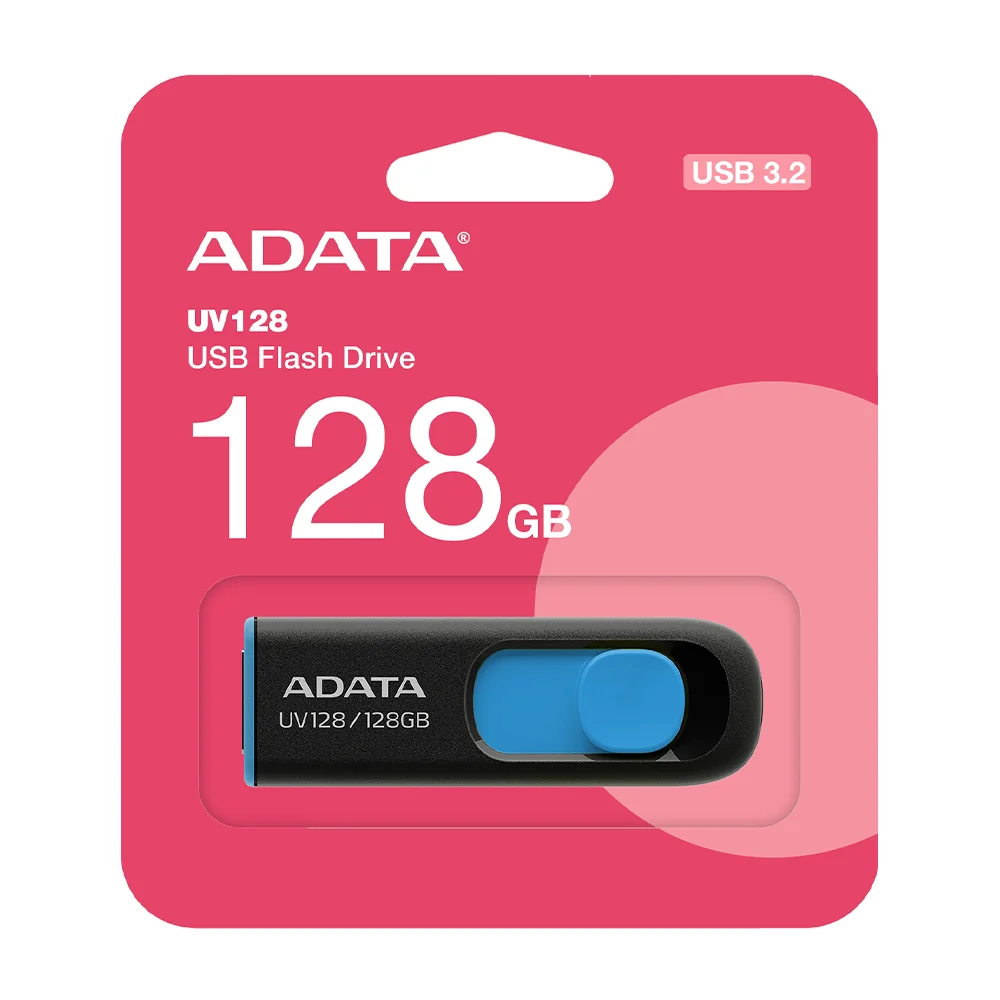 Memoria usb 3.2 flash drive adata con capacidad de 128gb en color negro con azul / uv128