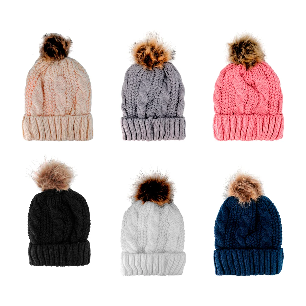 Gorro tejido diseño liso con pompón y textura afelpada por dentro, variedad de colores / ay-1328