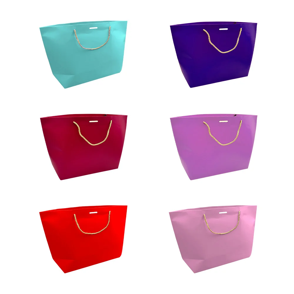 Bolsa de regalo grande, papel cartón con diseño liso y asa tipo cuerda 42x21x12, variedad de colores