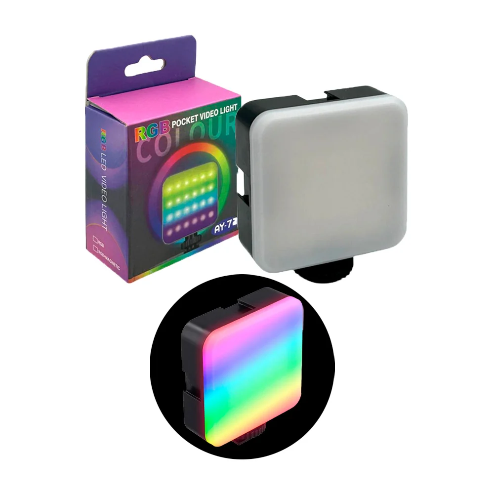 Lámpara cuadrada recargable de bolsillo con luz rgb para cámara / pocket video light / ay-72