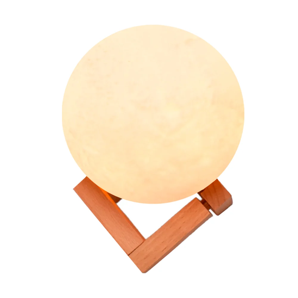 Lámpara de noche en forma de luna 3d con luz cálida, base de madera y control remoto / 3d moon lamp