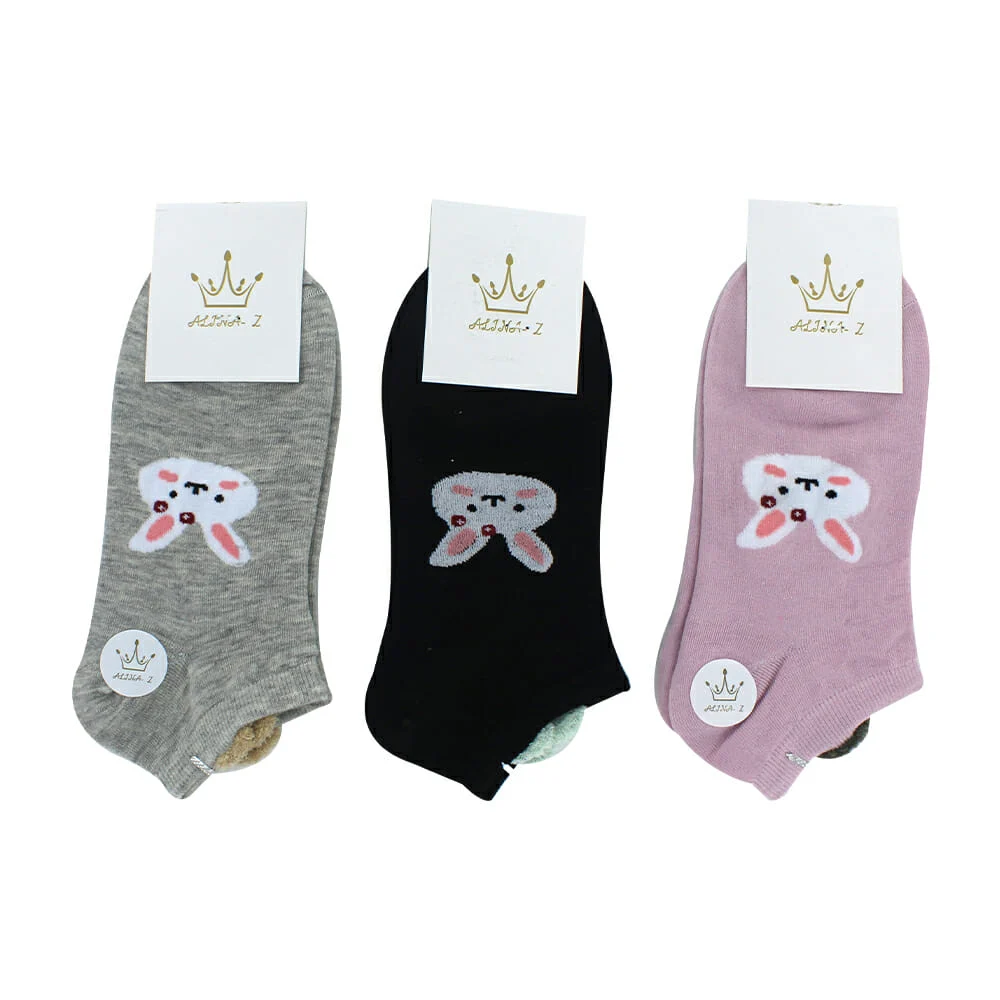 Par de calcetines alina-z diseño de conejo con orejitas, variedad de diseños y colores / b-10057