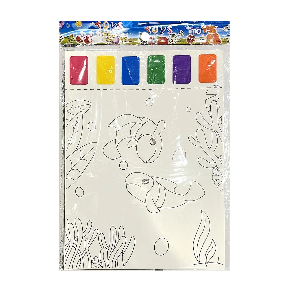 Set de 2 dibujos animados con 6 acuarelas para colorear y pincel, variedad de diseños / b-574 / b6187 / 261879 / toys