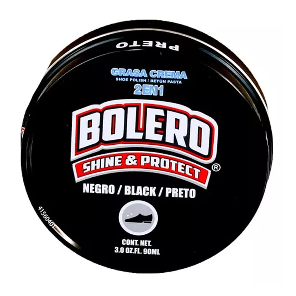 Grasa crema bolero 2 en 1 para calzado color negro 90ml / 027