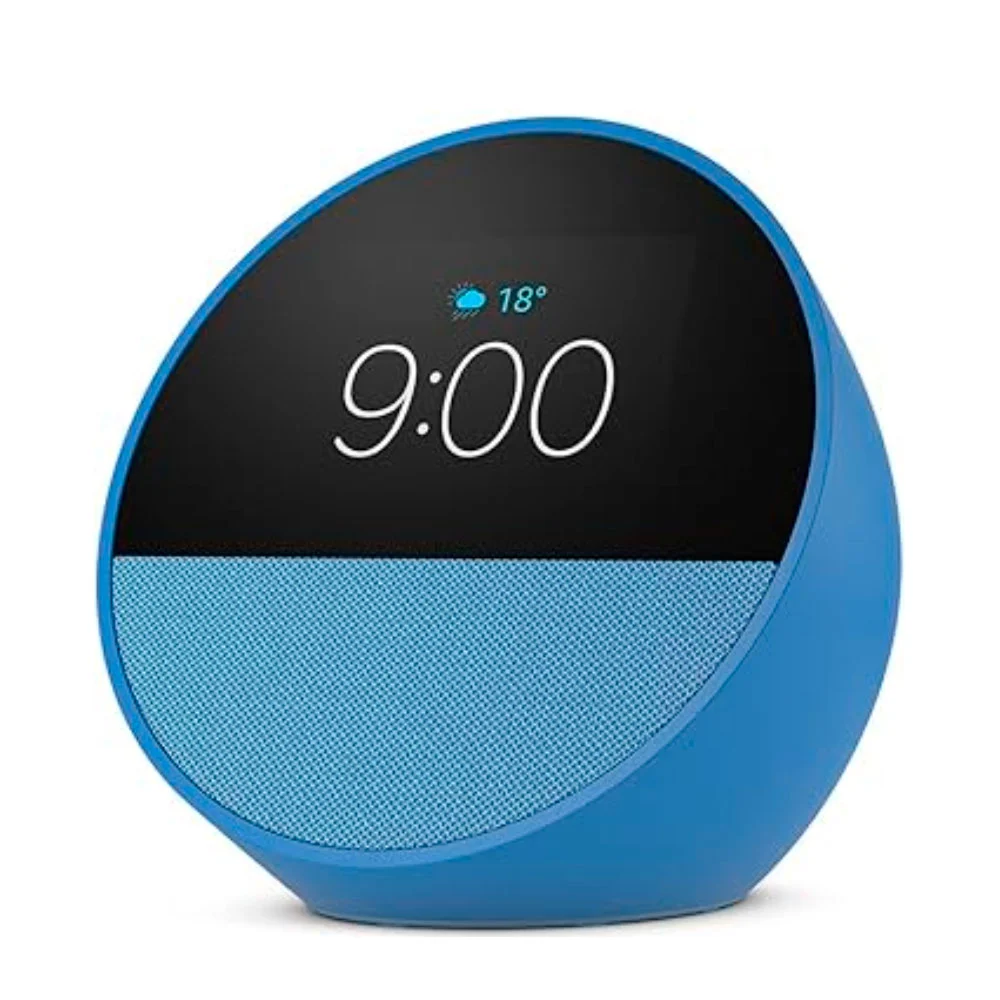 Bocina alexa amazon echo spot con controlador de voz para el hogar, conexión bluetooth, pantalla con reloj, en color azul oceano / b0bfc8dr7c