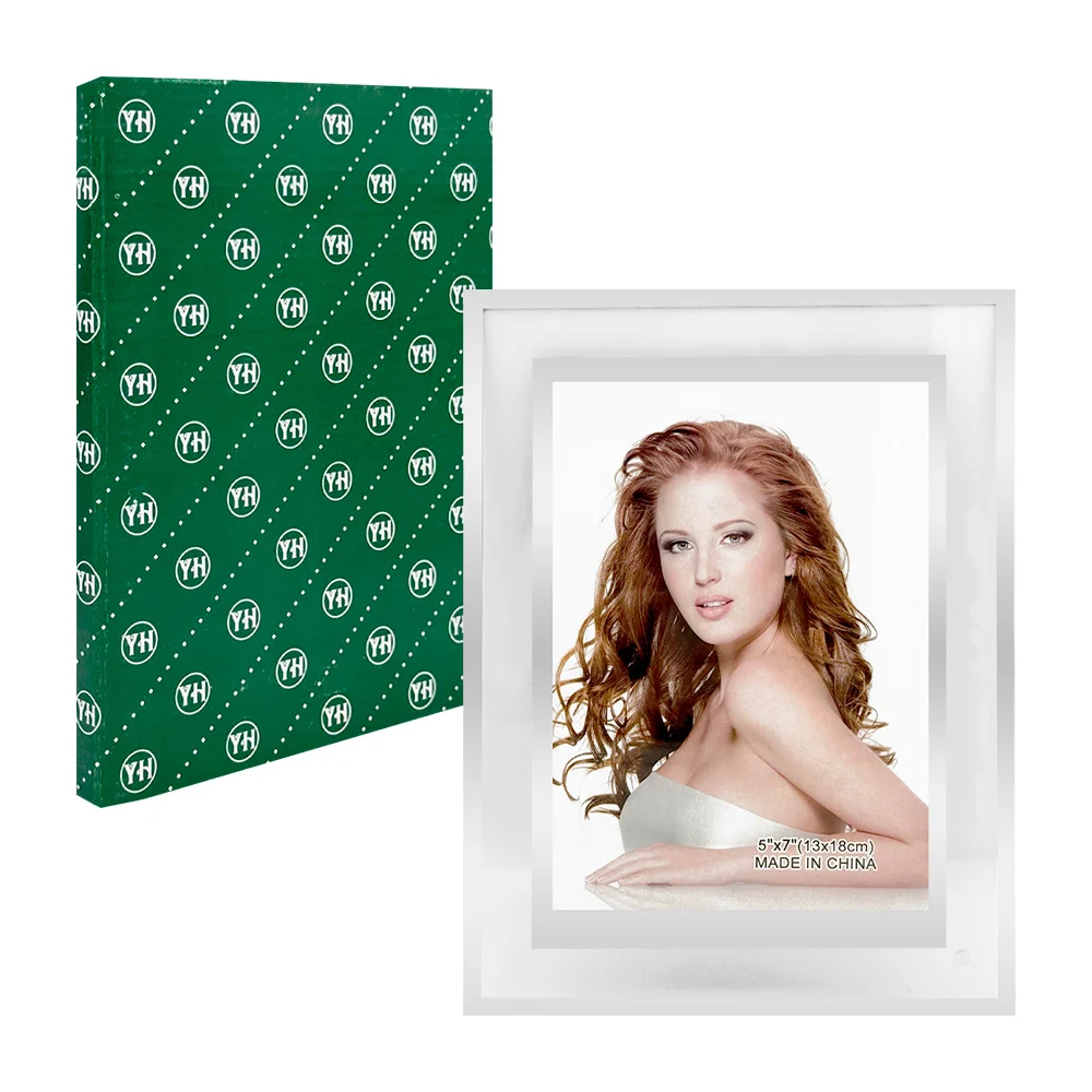 Portarretrato de cristal con marco interno plateado 13x18cm - 5x7in / portarretrato de vidrio / b125 / b125a