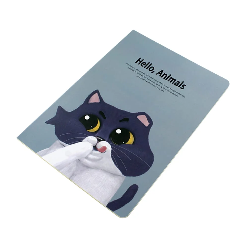 Libreta - cuaderno, con estampado de animales, y hojas de rayas, variedad de diseños / hello, animals / bl-b5-9067