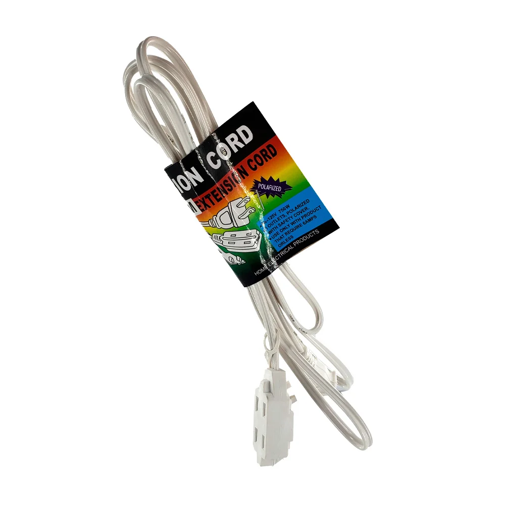 1pza Extensión blanca eléctrica para uso doméstico de 2 metros, con 3 tomacorrientes y plástico protector, variedad de usos / 2m extension cord / zy-zl37