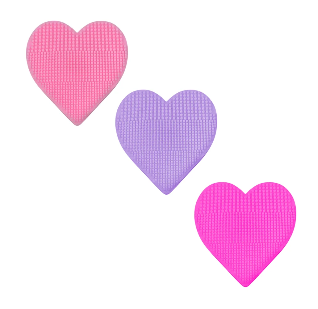 1pza Cepillo de silicón con forma de corazón para limpieza facial, variedad de colores / b3r