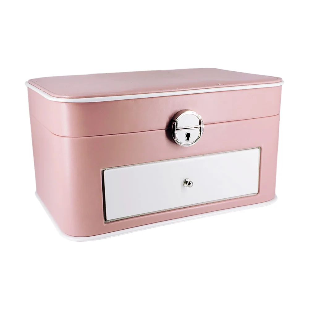 Organizador joyero / alhajero con forma rectangular con llave, 2 niveles y 25 compartimientos / b426
