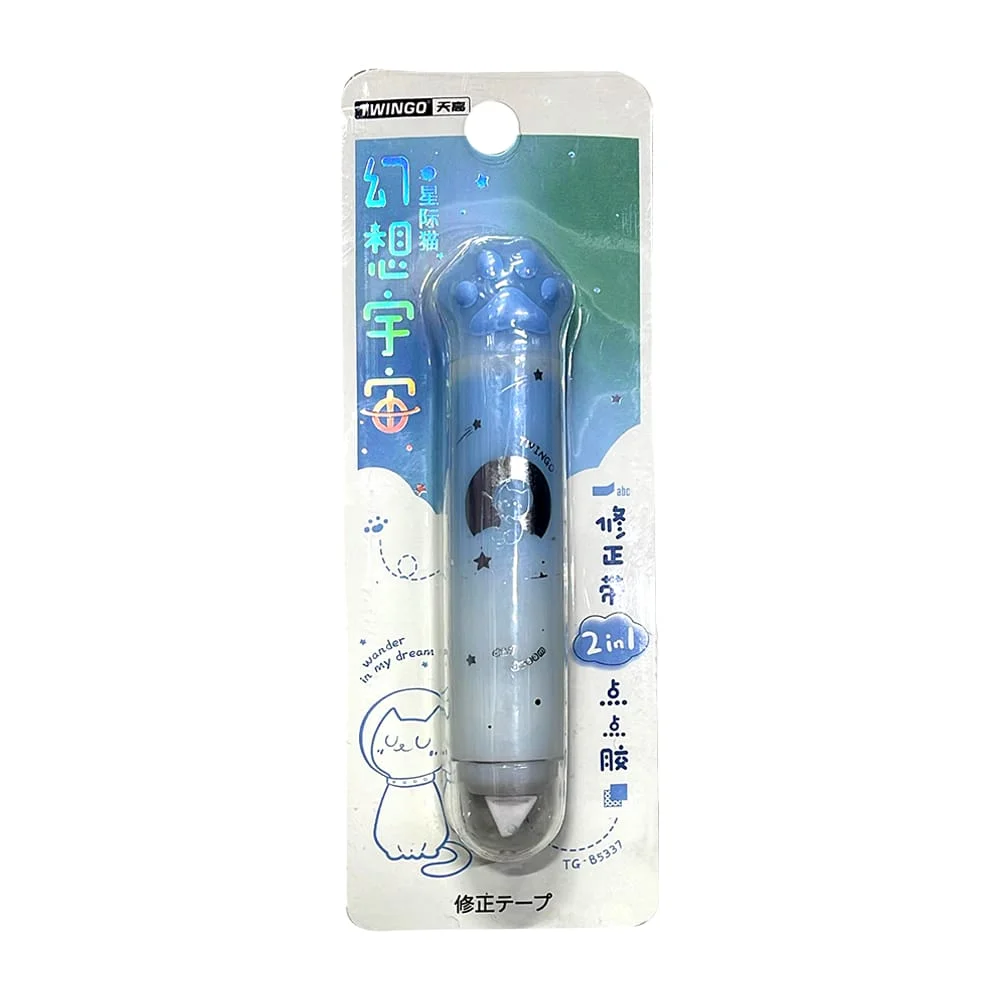 1pza Corrector en cinta + pegamento en cinta con diseño de garrita, variedad de colores / tg-b5337