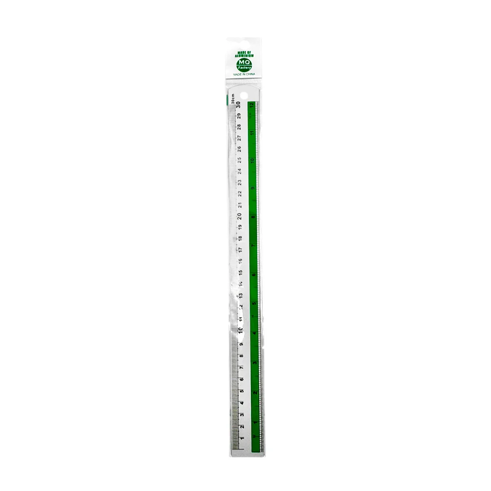 1pza Regla de aluminio de doble medida, 30cm y pulgadas, variedad de usos / mq factory / mq1530