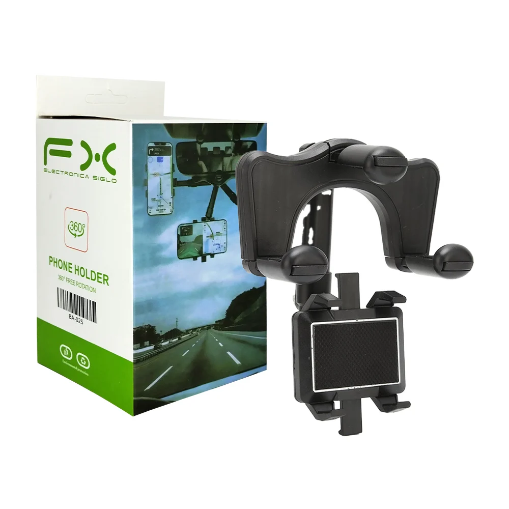 Soporte de smartphone para espejo retrovisor de coche / auto ajustable con rotación de 360° y seguro de bloqueo / fx / ba-025
