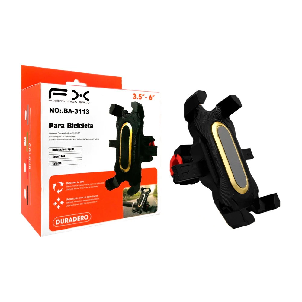 Soporte fx universal de celular con rotación 360° y ajustable para bicicleta / ba-3113