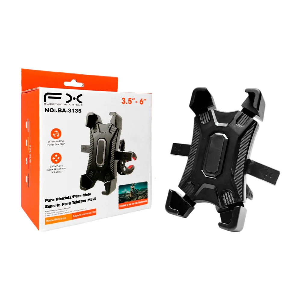 Soporte fx universal de celular ajustable con rotación 360° para bicicleta y moto / ba-3135