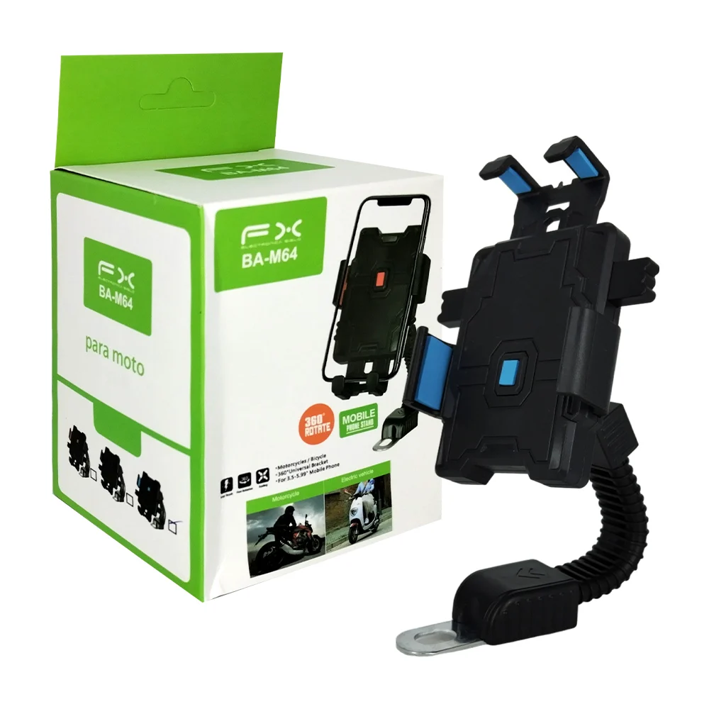Soporte de smartphone para motocicleta con rotación de 360° y seguro de bloqueo / fx / ba-m64