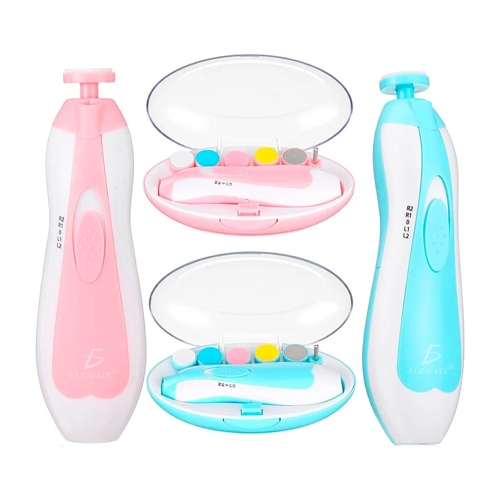 Lima eléctrica para uñas de bebé con 6 puntas de limado, 4 modos y luz led, variedad de colores / ba.02
