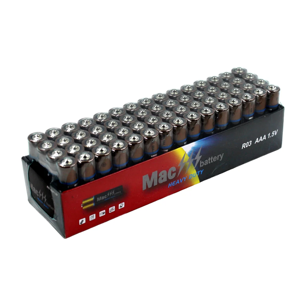 Paquete con 60 baterías / pilas Mac battery aaa en blíster de 4 r03 1.5v / heavy duty / ba024