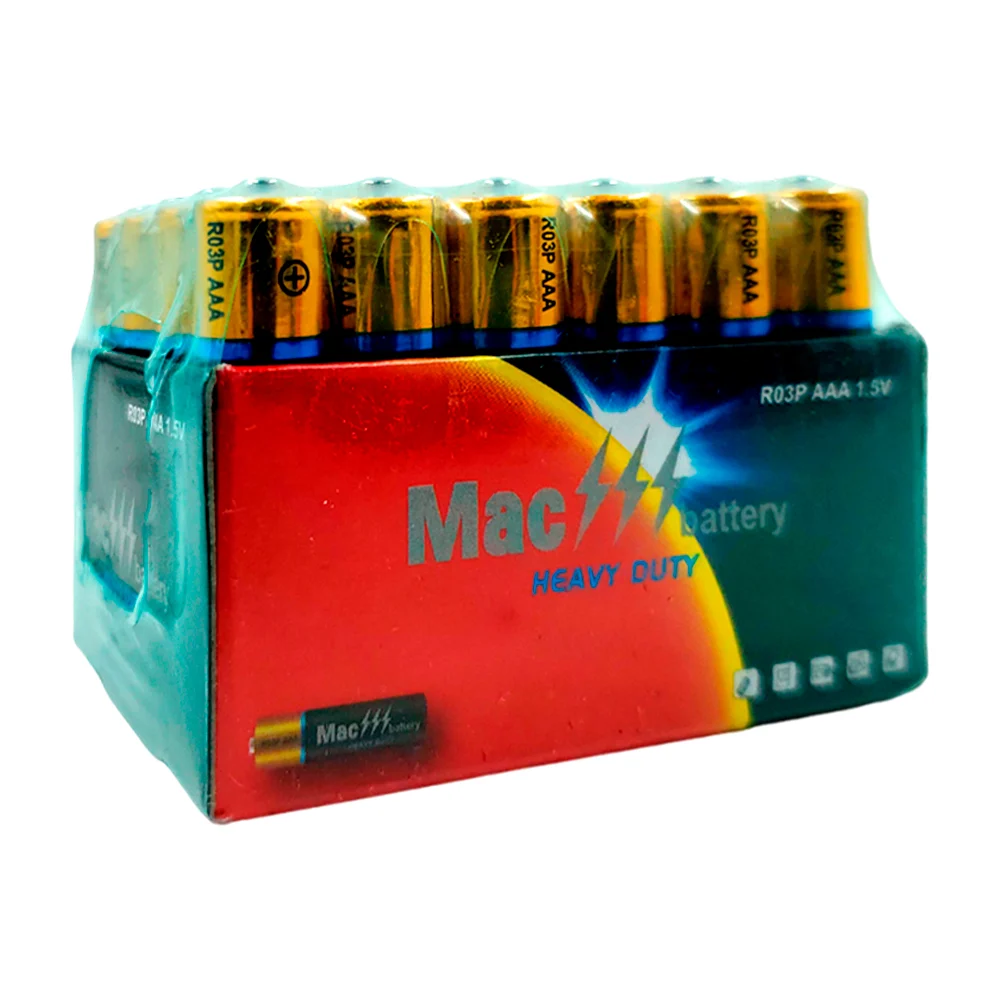 Paquete con 24 baterías pilas mac battery aaa en blíster de 4, r03p, 1.5v / ba068
