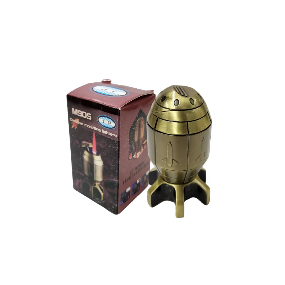 Encendedor de gas reutilizable metálico en forma de bomba / misil, variedad de diseños / lf-m905 / t620-142dx