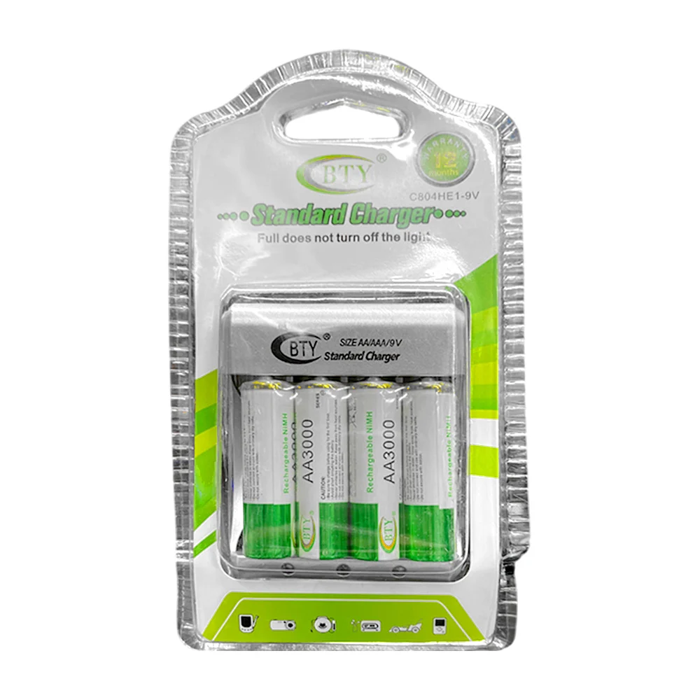 Cargador universal bty para baterías recargables, y 4 baterías doble a / bbg-60022 / bty-c804