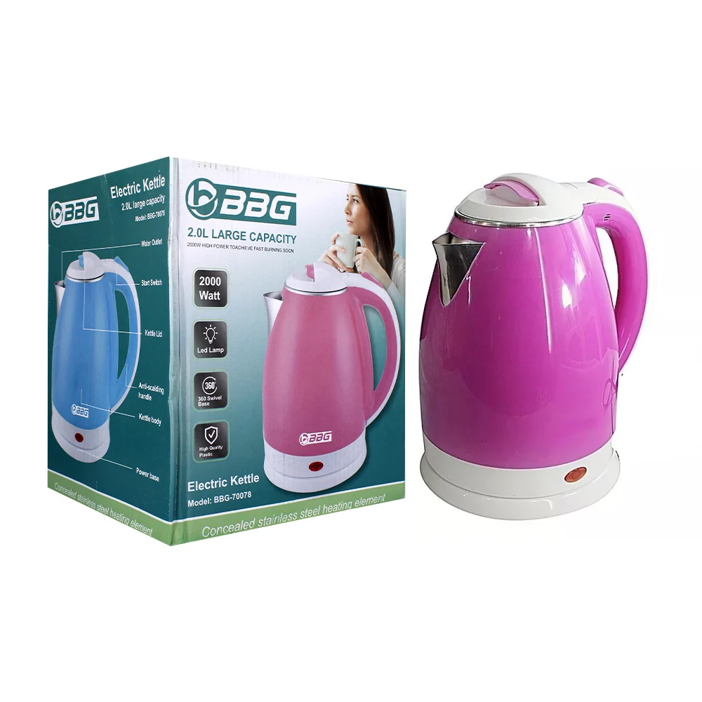 Hervidor eléctrico tipo jarra de acero inoxidable con capacidad de 2 litros, variedad de colores / bbg electric kettle