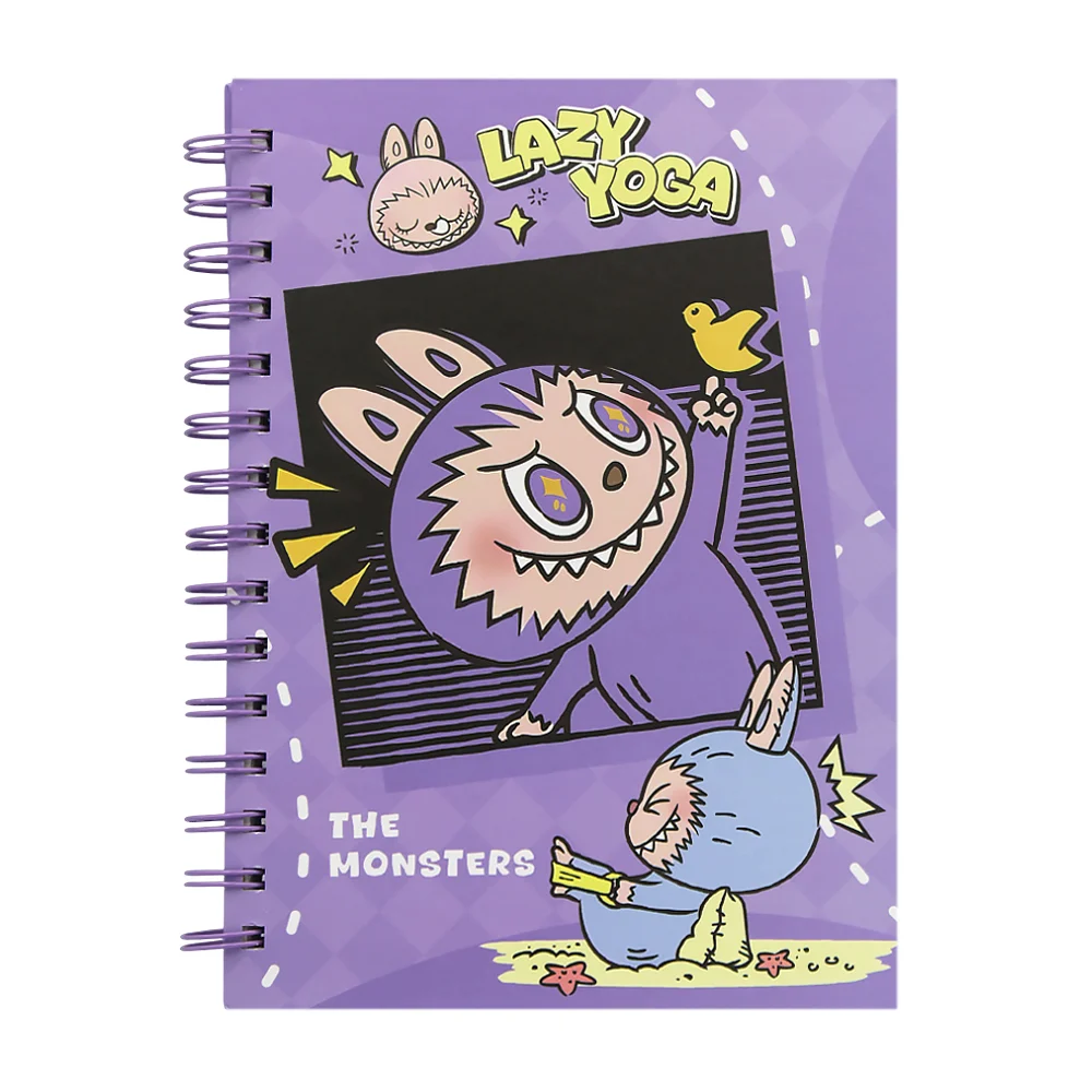 1pza Libreta rectangular con espiral doble y diseño estampado de labubus, variedad de usos / lazy yoga / the monsters / bc-43-2