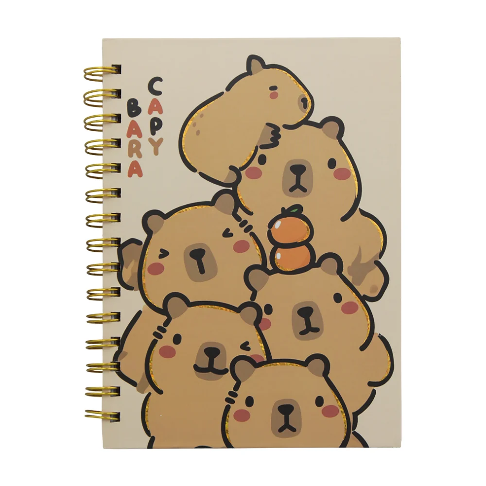 1pza Libreta rectangular con espiral doble y diseño estampado de capibaras, variedad de usos / capybara / bc-43