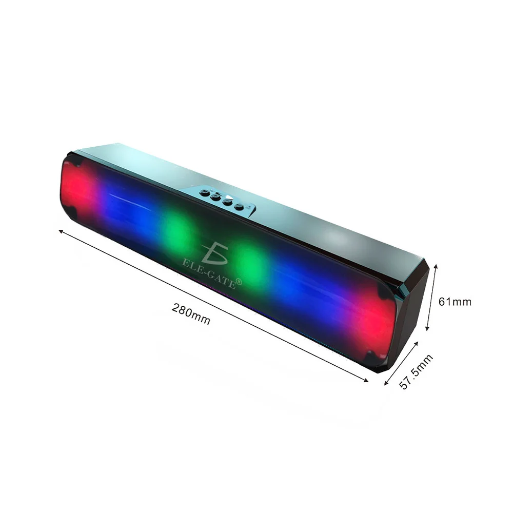 1pza Bocina rectangular inalámbrica, tipo barra de sonido, con botones controladores en la parte superior, puertos conectores e iluminación led, variedad de funciones / bc.2201