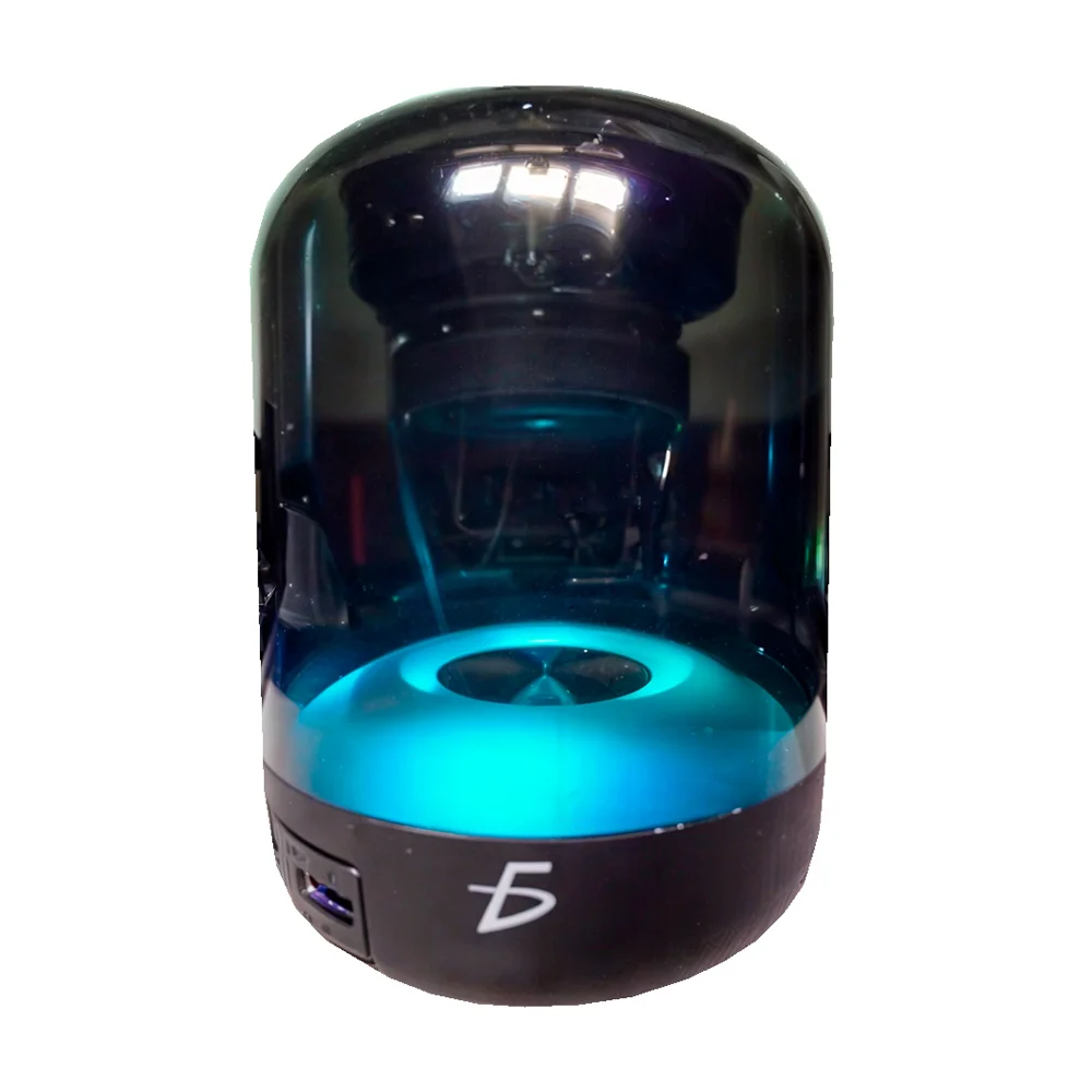 1pza Bocina pequeña inalámbrica, estilo cilíndrica transparente, con iluminación led, variedad de funciones / bc.a1100
