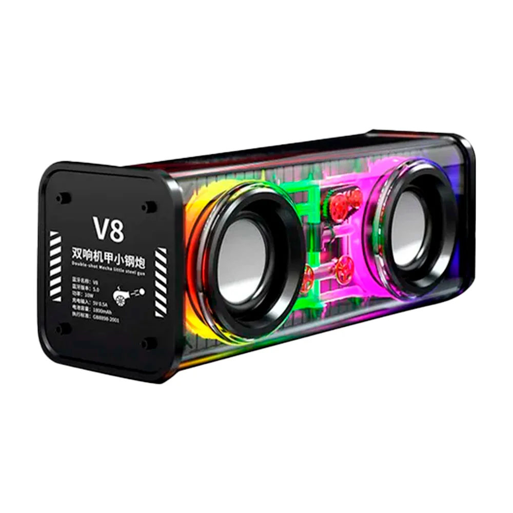 1pza Bocina inalámbrica, recargable, rectangular, con iluminación rgb, diseño tipo industrial y botones de reproducción laterales, variedad de colores / 1800mah / yjs014